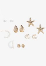 6 Pack Seaside Dream Gold Earring Set, C605, small