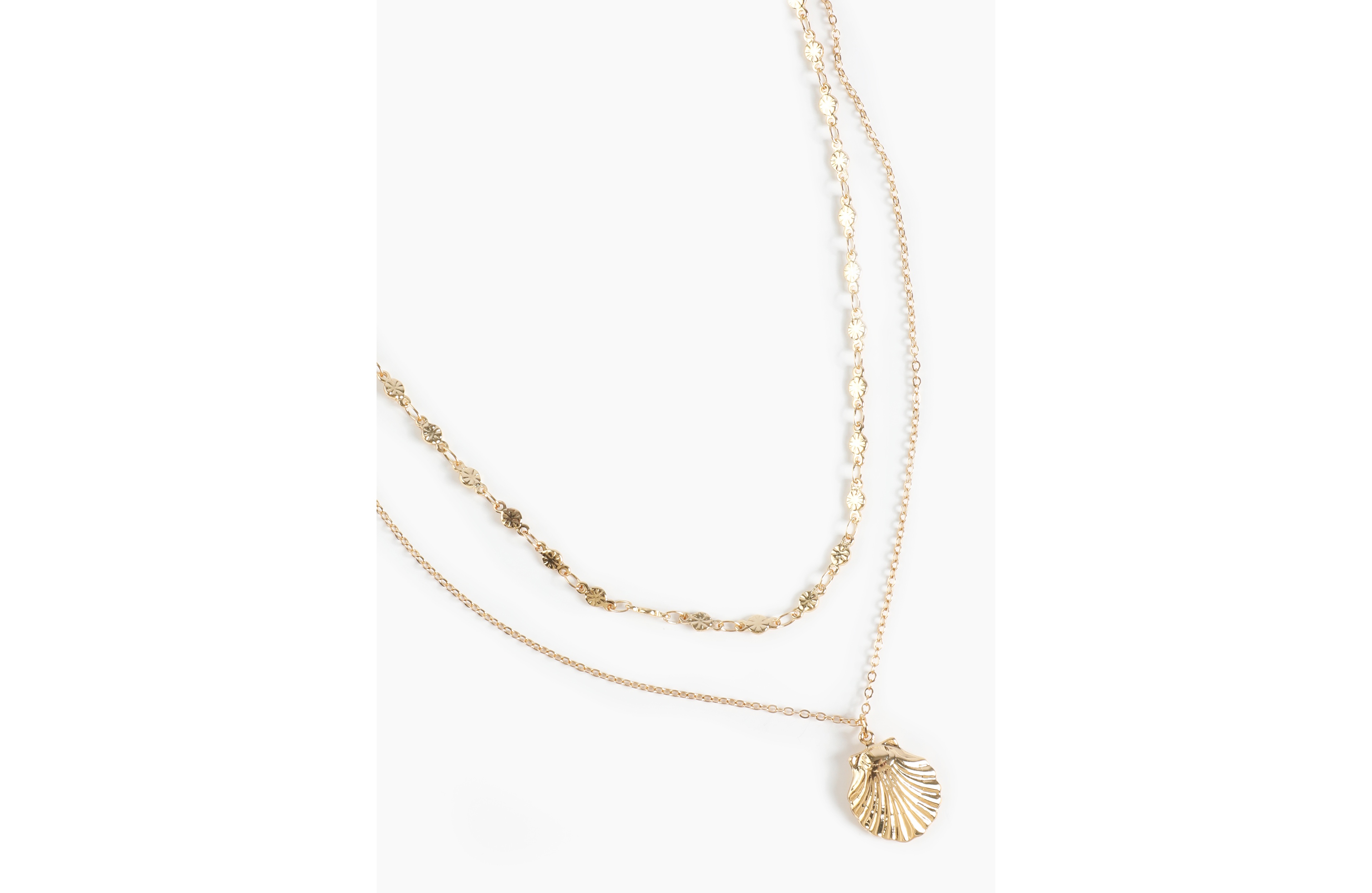 Gold Seashell Charm Layered Necklace