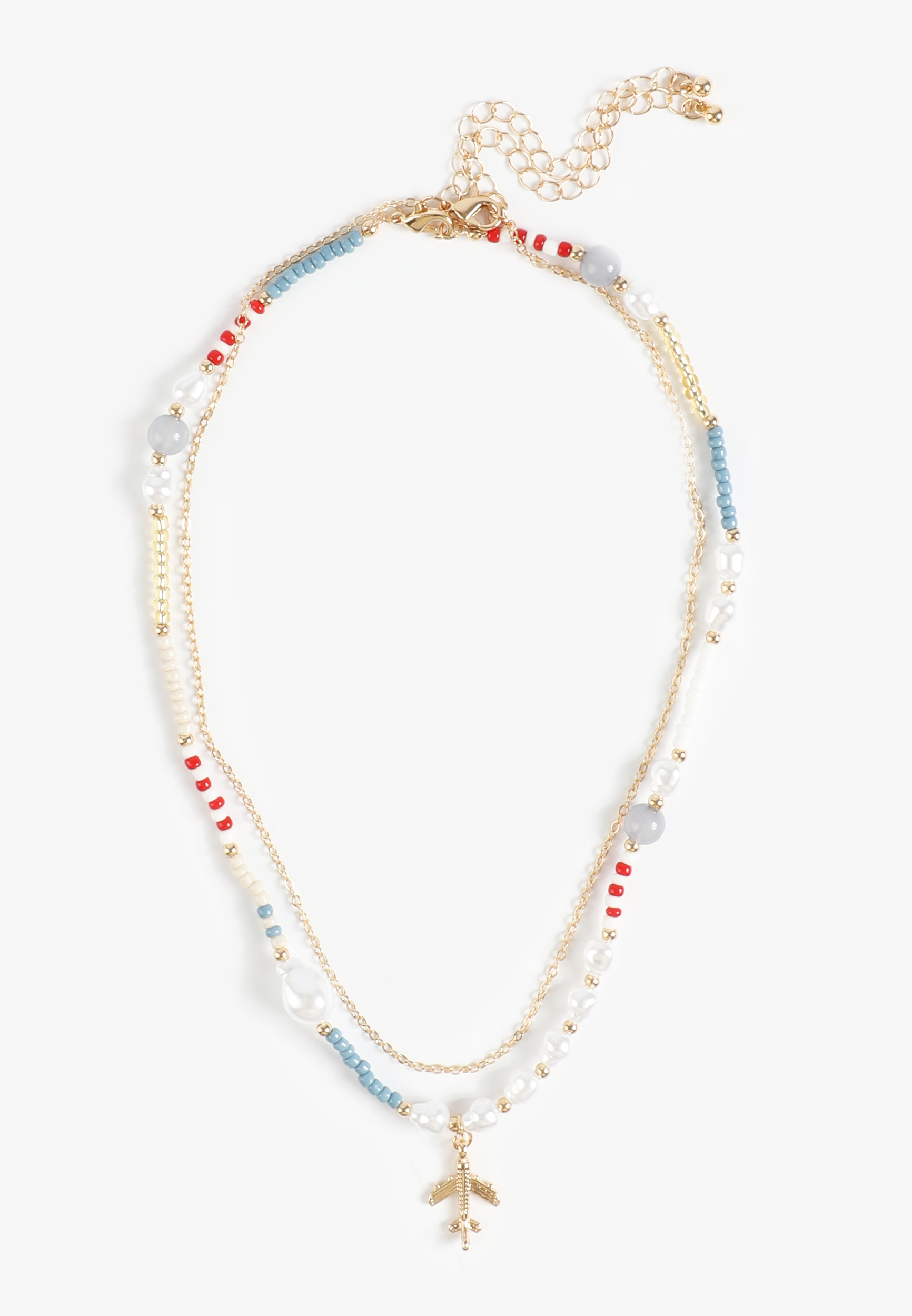 Beaded Airplane Charm Necklace Set, C1524, large