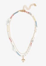 Beaded Airplane Charm Necklace Set, C1524, small
