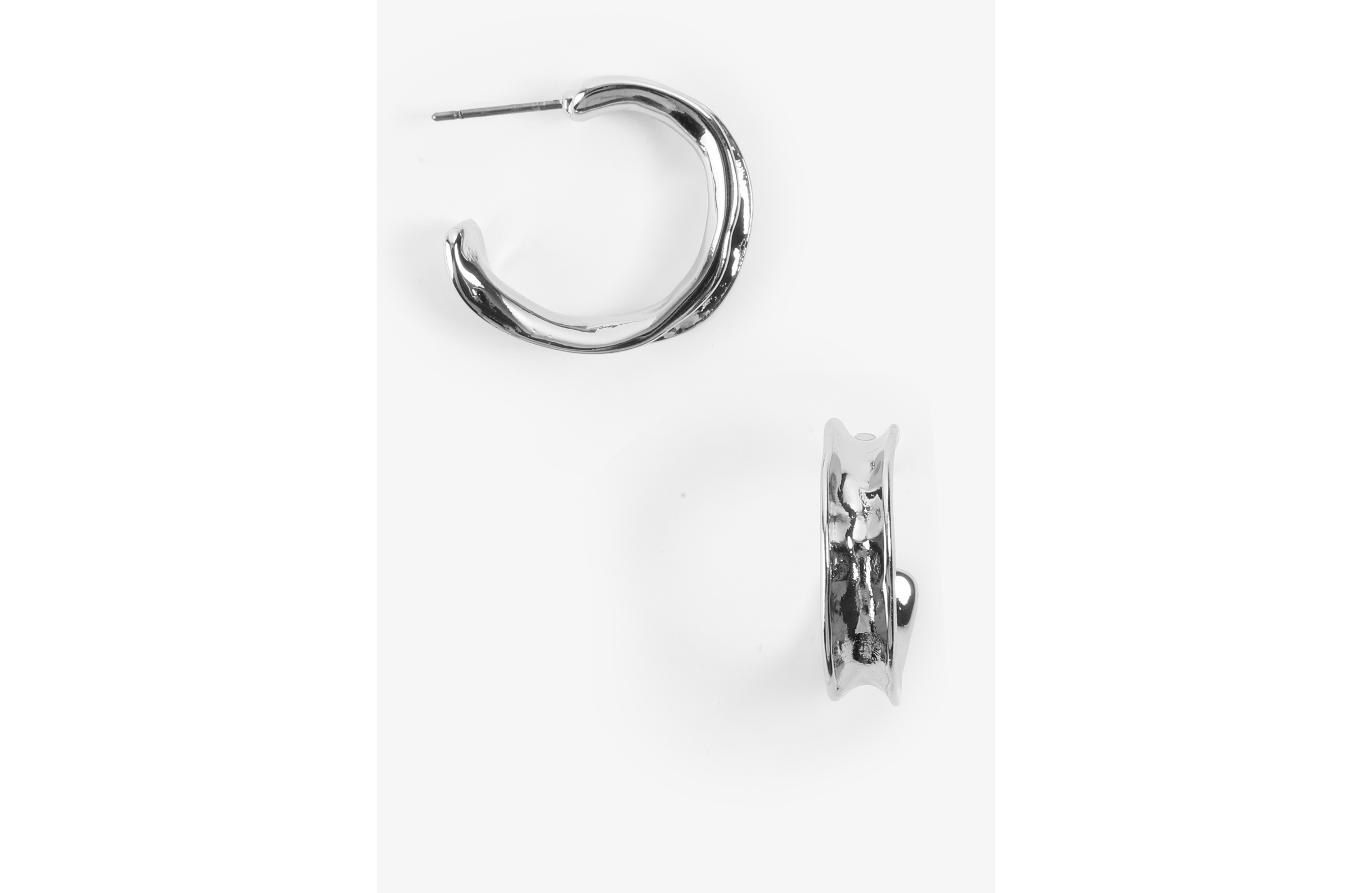 Silver Hammered Hoop Earrings
