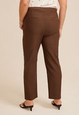 Plus Size Sateen Bengaline Button Tab High Rise Straight Pant, C6058, small