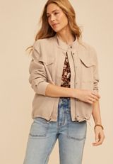 Double Cloth Cinched Jacket, COBBLESTONE, small