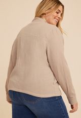 Plus Size Double Cloth Cinched Jacket, C8714, small