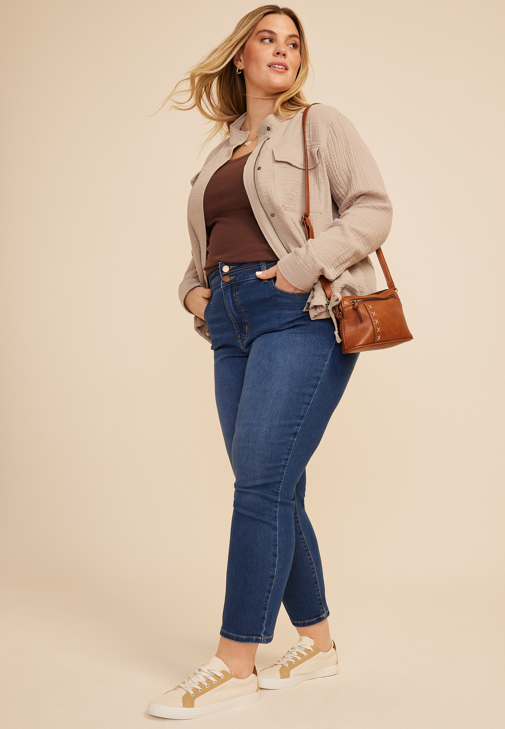 Plus Size Double Cloth Cinched Jacket, C8714, large