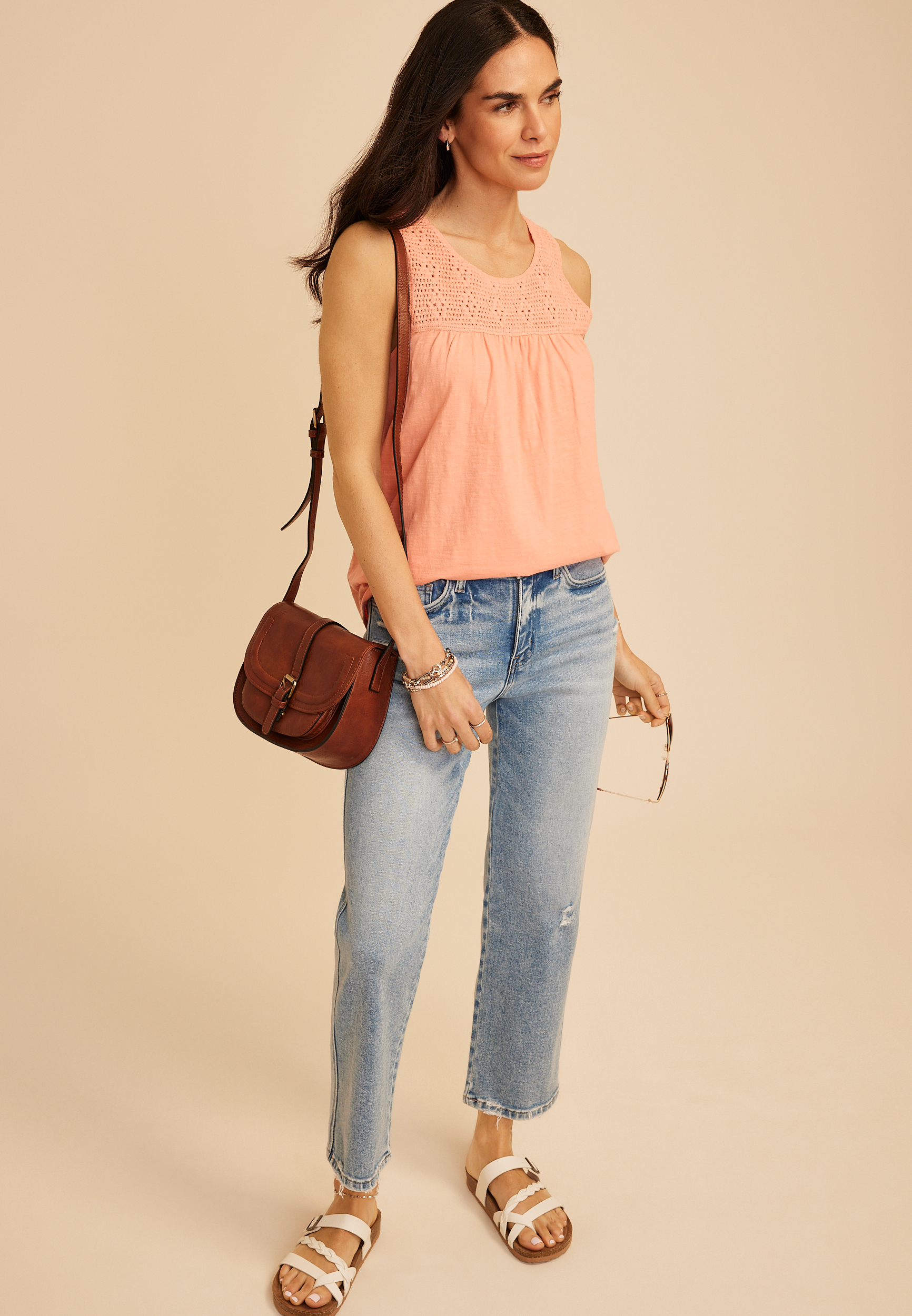 Crochet Yoke Tank Top, C9682, large