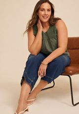 Plus Size Crochet Yoke Tank Top, C7379, small