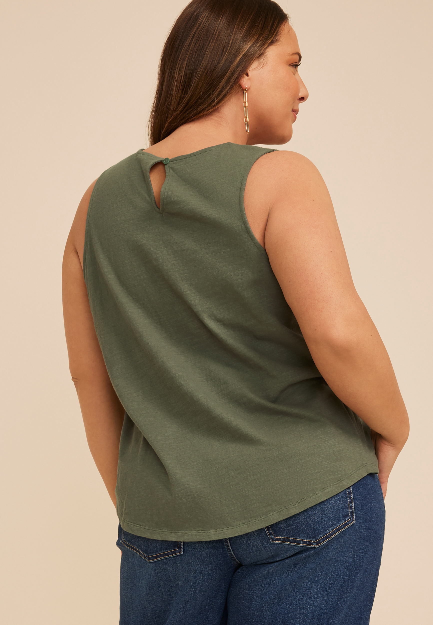 Plus Size Crochet Yoke Tank Top, C7379, large