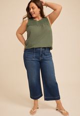 Plus Size Crochet Yoke Tank Top, C7379, small