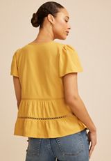 Clip Dot Babydoll Flutter Sleeve Top, C3127, small