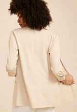 Seamed Open Front Blazer, OATMEAL HEATHER, small