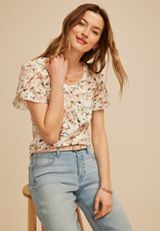 24/7 Holland Floral Scoop Tee, GARDENIA COMBO, small