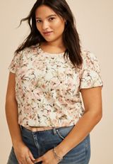 Plus Size 24/7 Holland Floral Scoop Tee, C5487, small