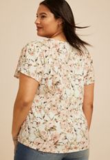 Plus Size 24/7 Holland Floral Scoop Tee, C5487, small