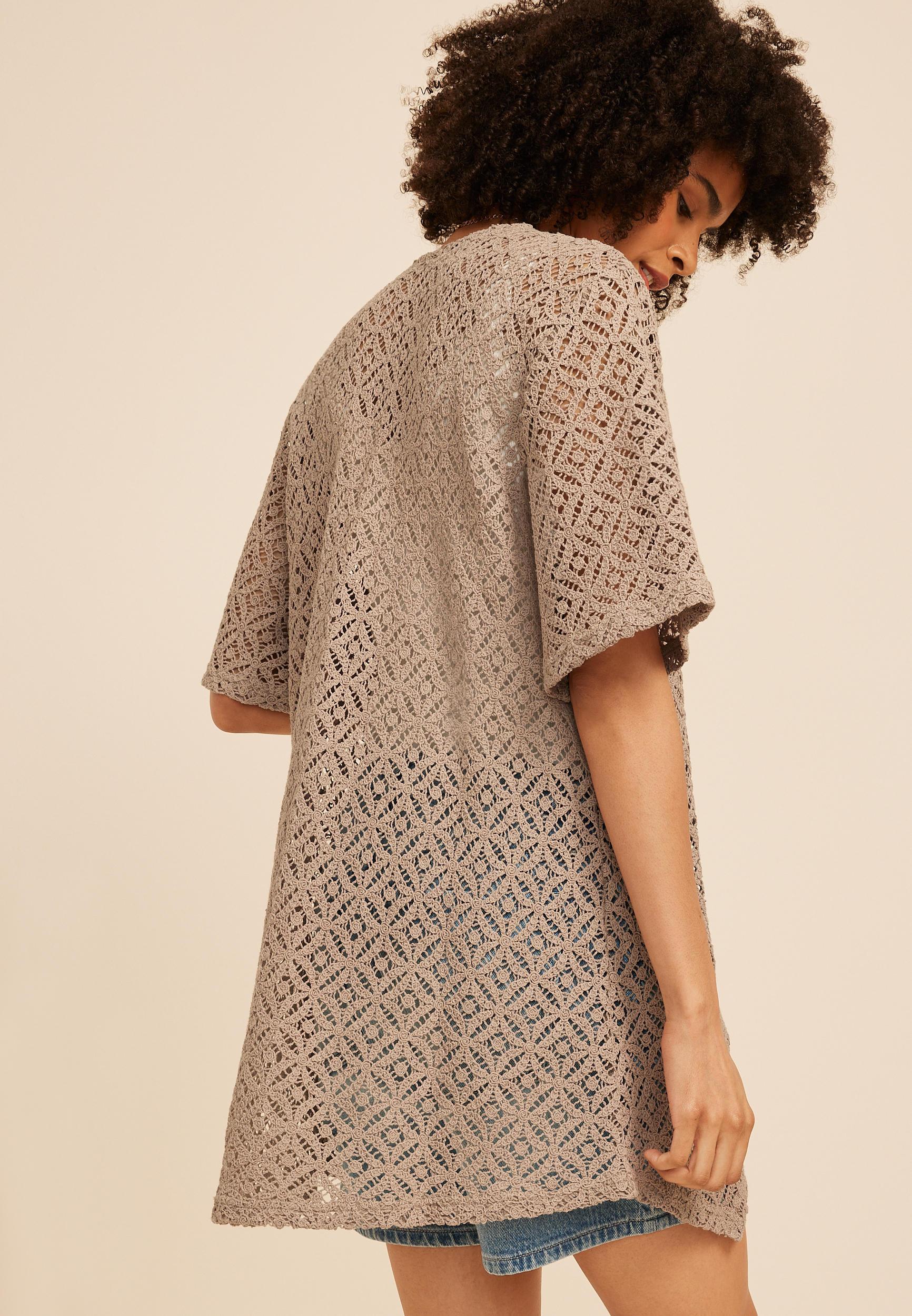 Open Stitch Crochet Kimono, C8714, large