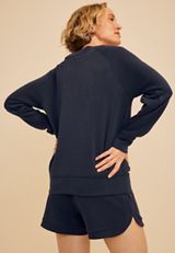 Cloud Scuba Knit V Neck Sweatshirt, OUTER SPACE, small