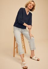 Cloud Scuba Knit V Neck Sweatshirt, OUTER SPACE, small