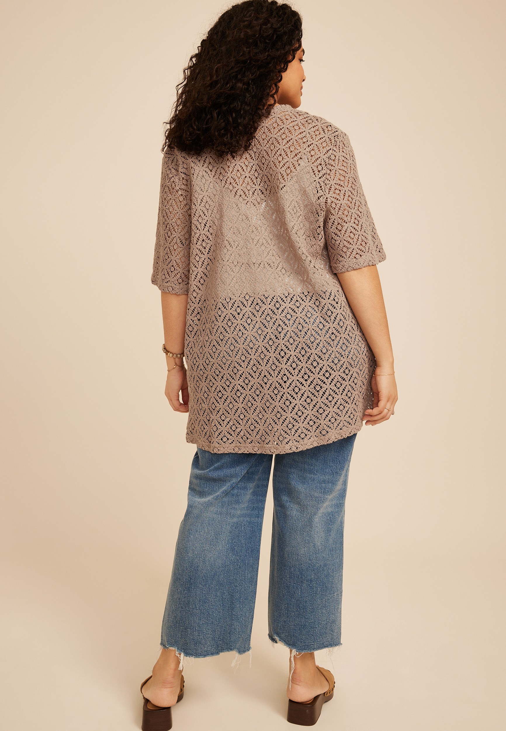 Plus Size Open Stitch Crochet Kimono | maurices