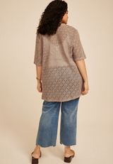 Plus Size Open Stitch Crochet Kimono, C8714, small