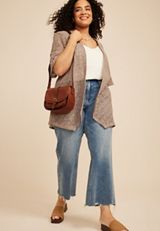 Plus Size Open Stitch Crochet Kimono, C8714, small