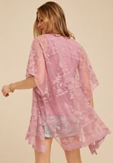 Floral Embroidered Mesh Kimono, C7589, small
