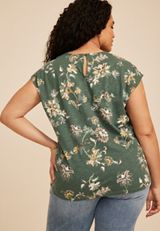 Plus Size 24/7 Austin Floral Knot Hem Short Sleeve Tee, C8260, small