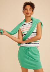 Striped Roll Sleeve Tank Top, SUGAR SWIZZLE COMBO, small