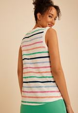 Striped Roll Sleeve Tank Top, SUGAR SWIZZLE COMBO, small