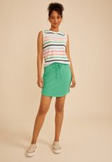 Striped Roll Sleeve Tank Top, SUGAR SWIZZLE COMBO, small