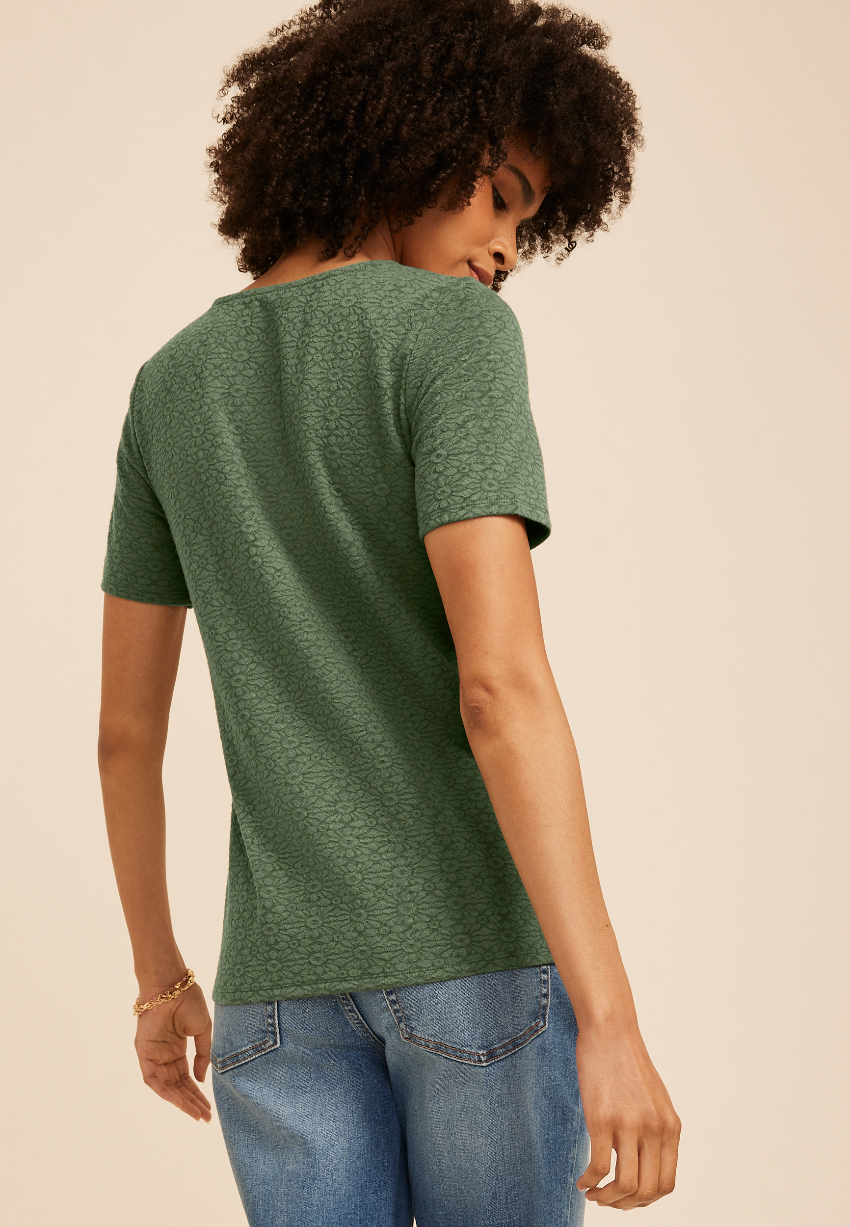 24/7 Floral Jacquard Short Sleeve Tee - thumbnail 5