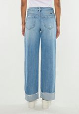 KanCan&trade; Mid Rise Raw Cuffed Hem Wide Leg Jean, C3337, small