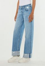 KanCan&trade; Mid Rise Raw Cuffed Hem Wide Leg Jean, C3337, small