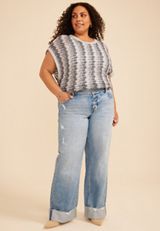 Plus Size KanCan&trade; Mid Rise Raw Cuffed Hem Wide Leg Jean, C3337, small