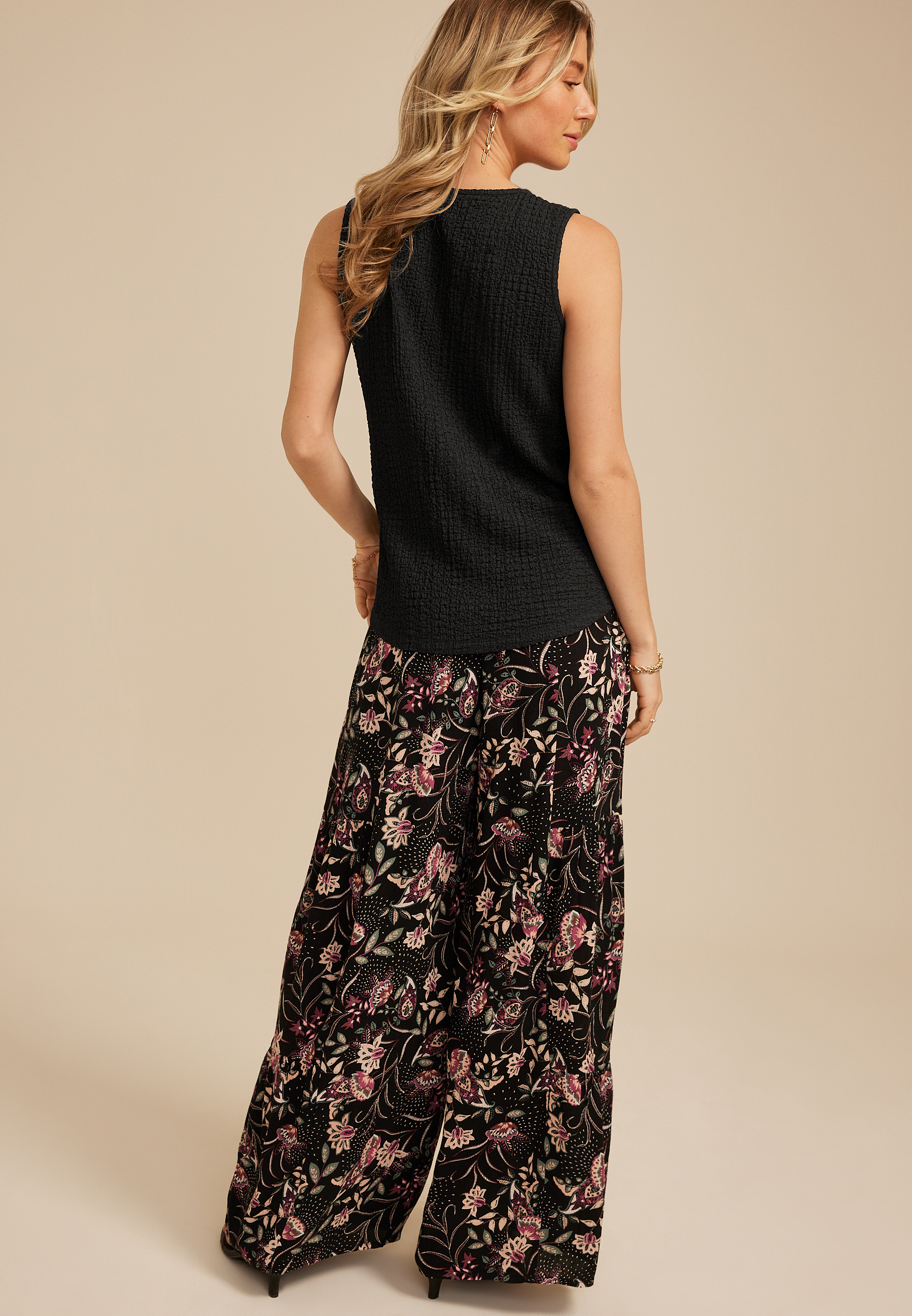 Textured Button Front Tank Top