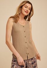 Textured Button Front Tank Top, C8714, small