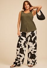 Plus Size Textured Button Front Tank Top, C7657, small