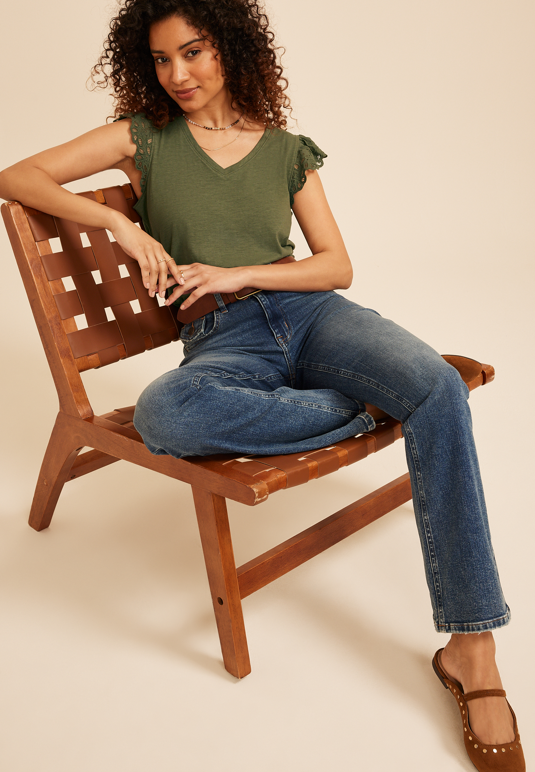 Eyelet Flutter Sleeve Tee - thumbnail 6