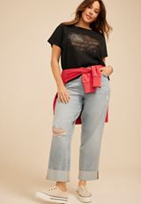 Plus Size Americana Splatter Flag Classic Fit Graphic Tee, C106, small