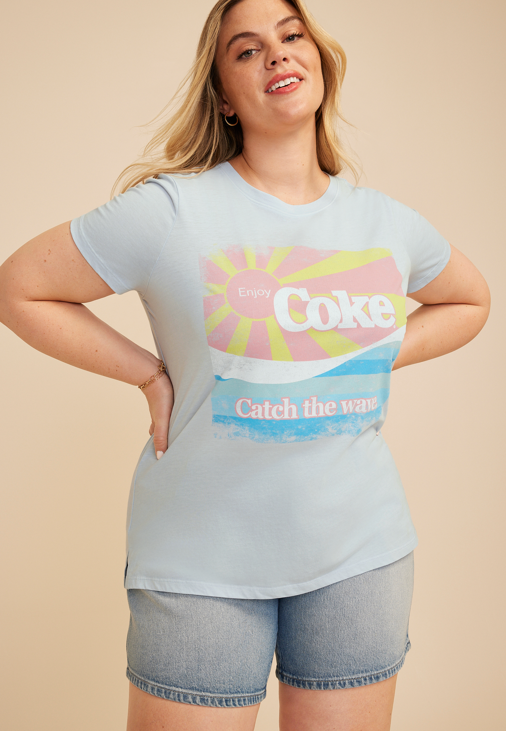 Plus Size Enjoy Coke Catch The Wave Classic Graphic Tee, C161, large