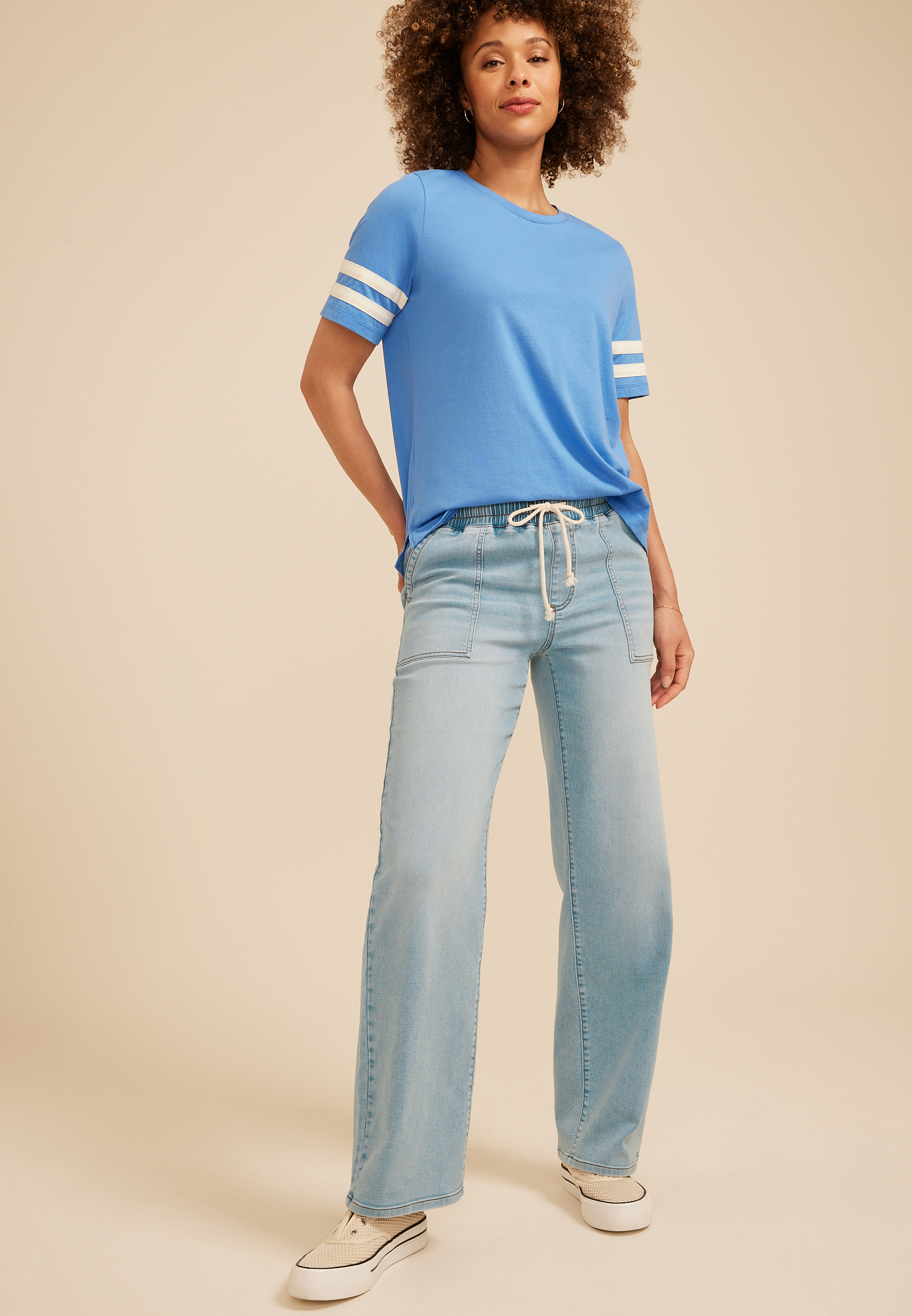 m jeans by maurices&trade; High Rise Knit Pull On Wide Leg Jean