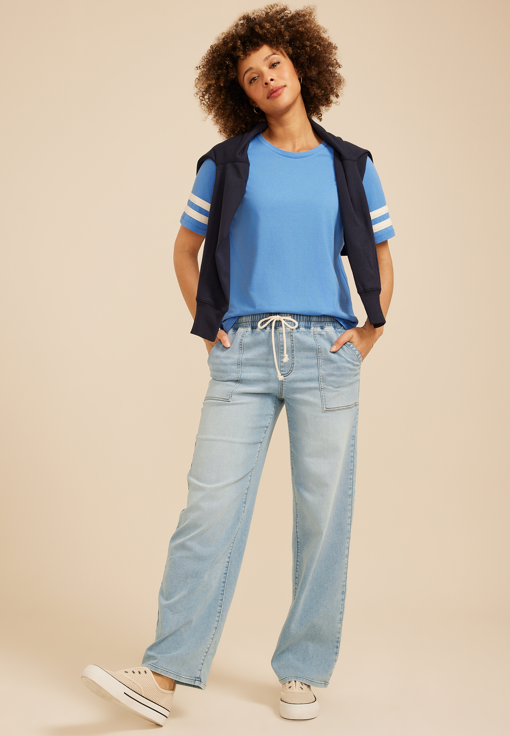 m jeans by maurices&trade; High Rise Knit Pull On Wide Leg Jean, C2806, large