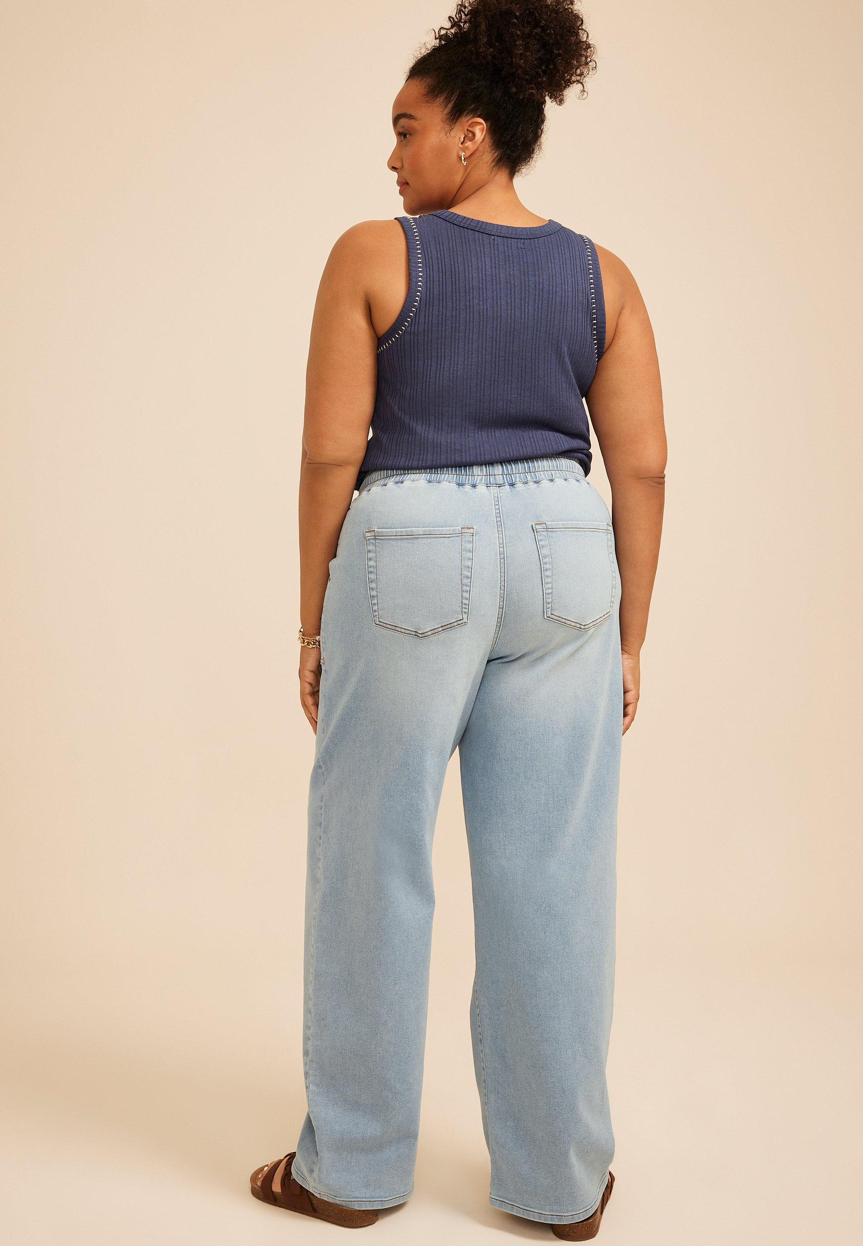 Plus Size m jeans by maurices&trade; High Rise Knit Pull On Wide Leg Jean, C2806, large
