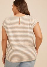 Plus Size 24/7 Austin Striped Knot Hem Short Sleeve Tee, C1265, small