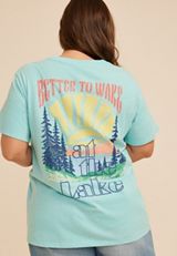 Plus Size Better To Wake At The Lake Oversized Fit Graphic Tee, AQUIFER, small