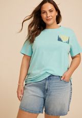 Plus Size Better To Wake At The Lake Oversized Fit Graphic Tee, AQUIFER, small