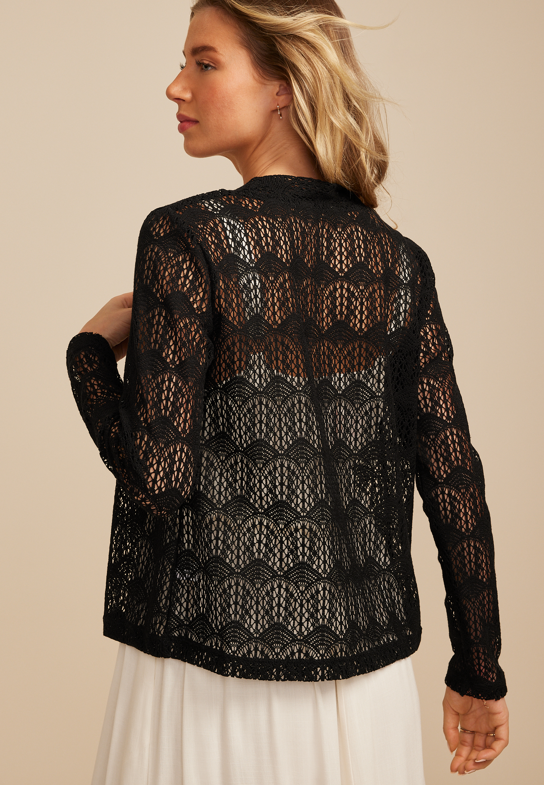 Open Stitch Crochet Cardigan, C106, large