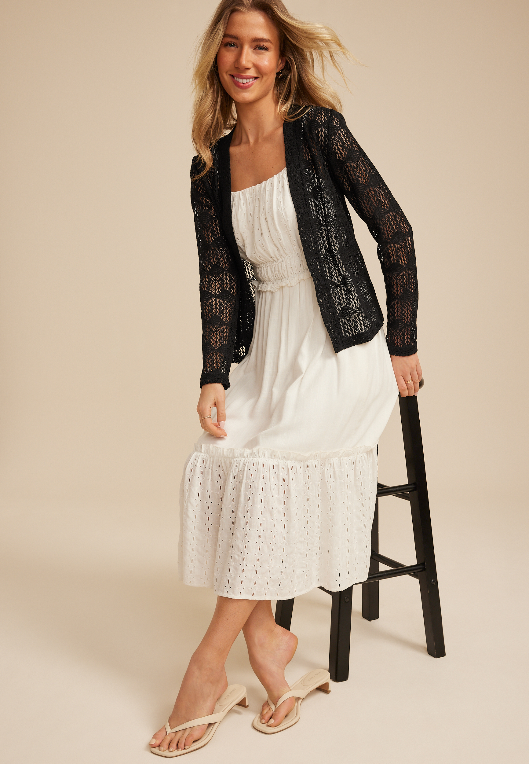 Open Stitch Crochet Cardigan, C106, large