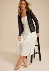 Open Stitch Crochet Cardigan, C106, small