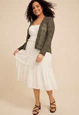Plus Size Open Stitch Crochet Cardigan, C7657, small