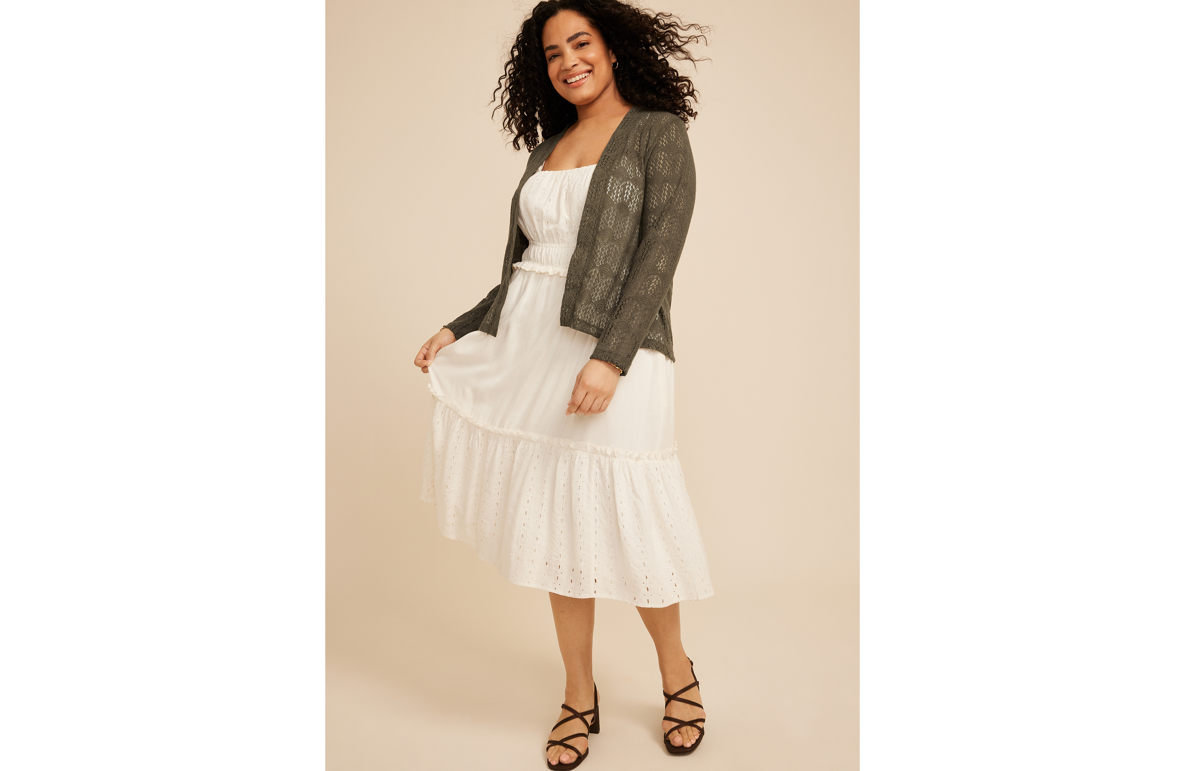 Plus Open Stitch Crochet Cardigan